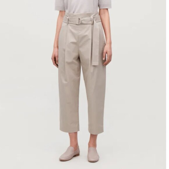 COS High Waisted Belted Cotton Trousers - Picture 2 of 11